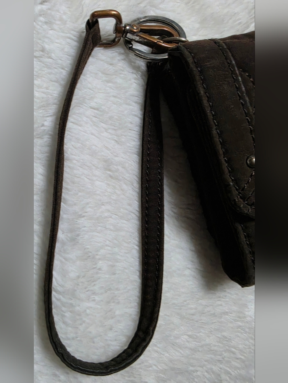 Very Bradley Open Brown Suede Tri-fold Wallet Magnetic Snap Closure Wristlet - Picture 4 of 9